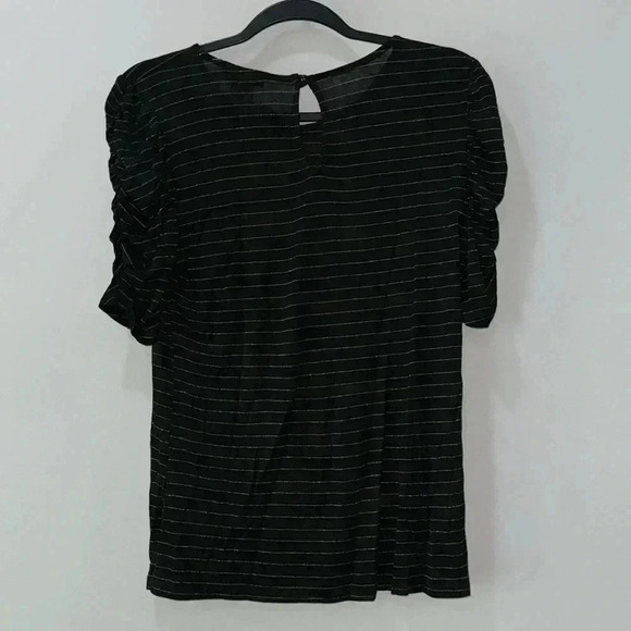 Espresso Black Ruched Sleeve Keyhole Closure Top Size S NWOT - Picture 5 of 8